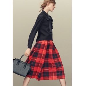 Kate Spade Red Plaid Midi Skirt